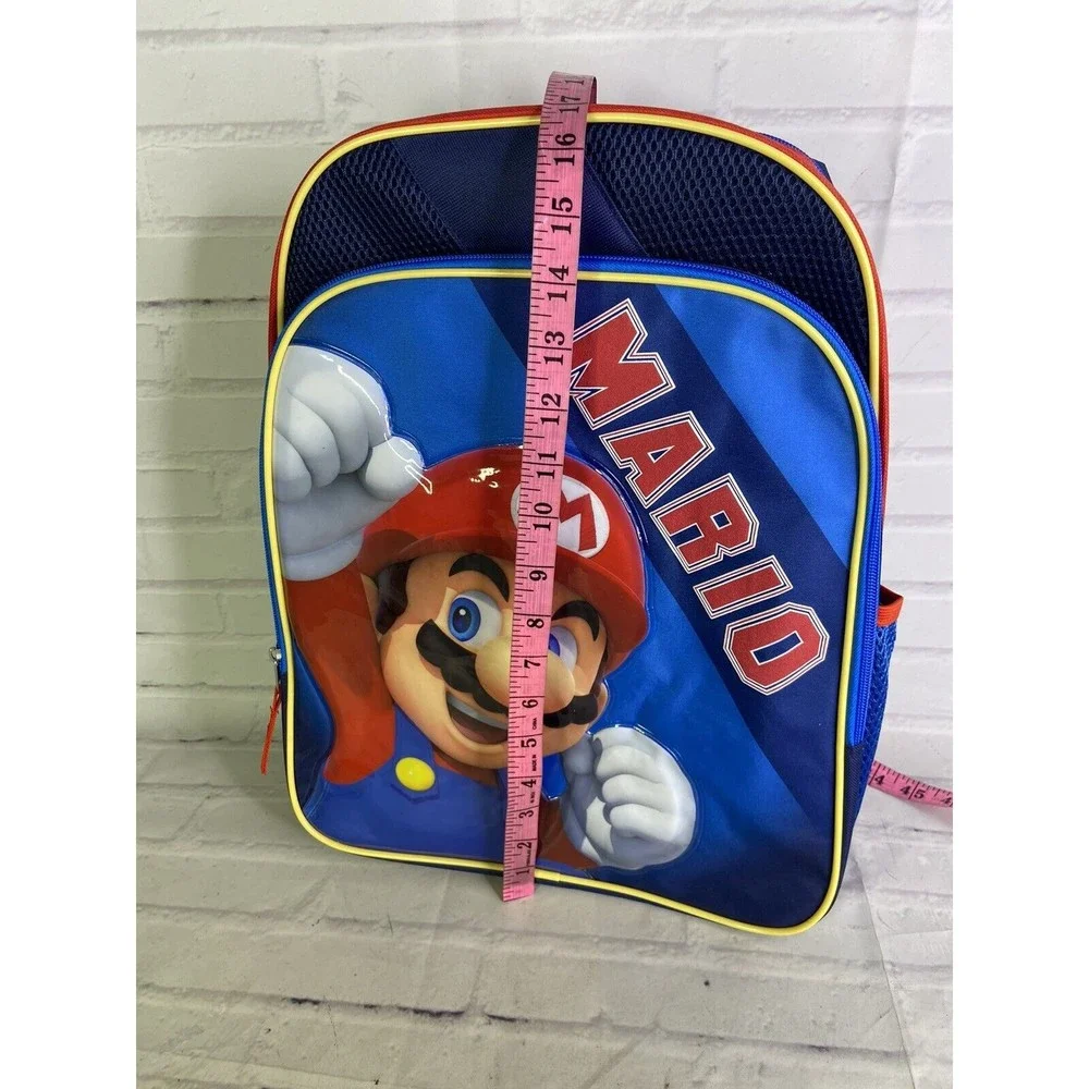 Nintendo Super Mario Logo School Backpack Bag Blue Red Zipper Closure NEW